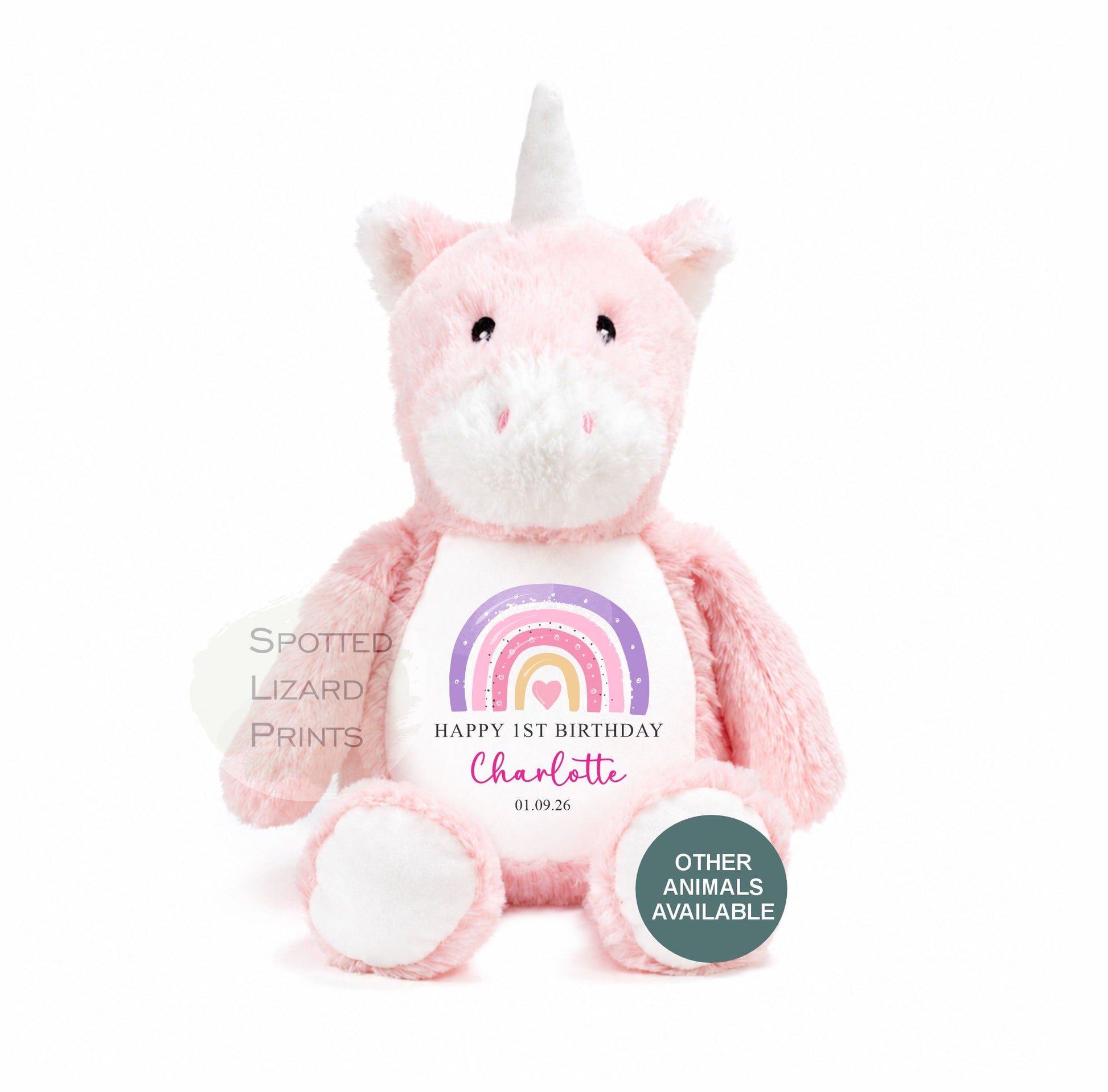 Personalised First Birthday , Rainbow 1st Birthday Gift Girl Teddy, 1st Baby Girl, Birthday Present, Personalised 1st Birthday Soft Toy