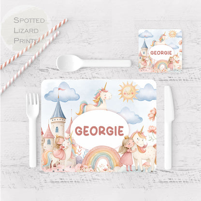 personalised unicorn children's placemat