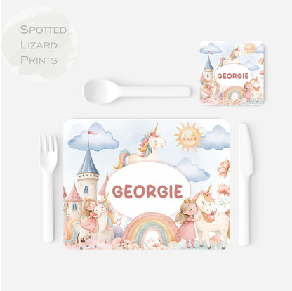personalised unicorn children's placemat