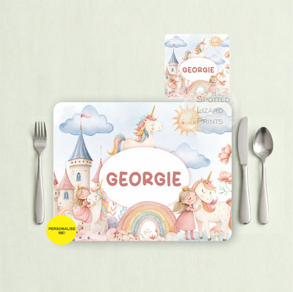 Gift for Kids - Personalised Placemat - Placemat and Coast set - Personalised Tableware - Personalised Coaster - 