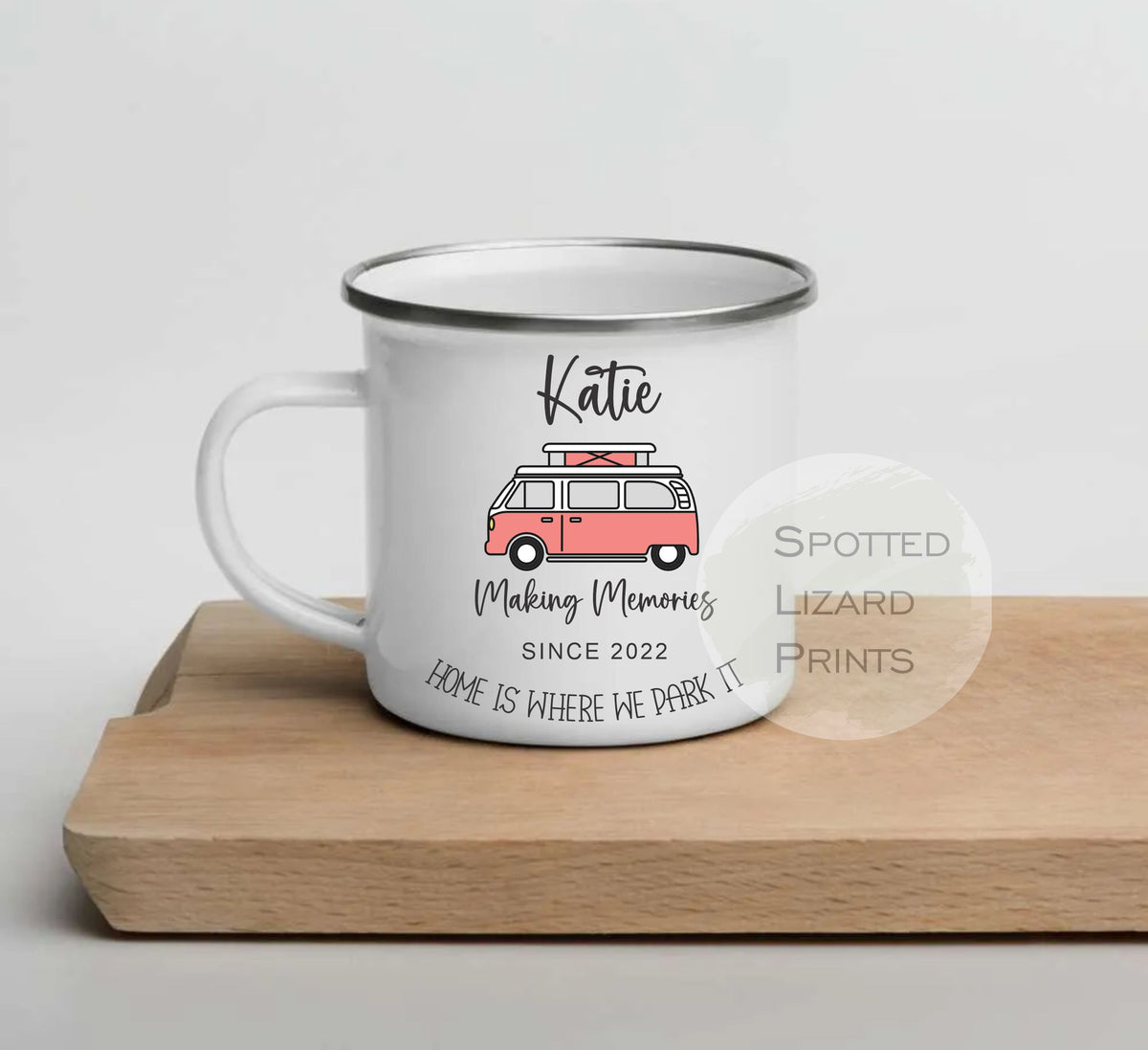Personalised Campervan Mugs, Campervan Enamel Mug, Family Campervan mugs - Camping - Travel Mugs