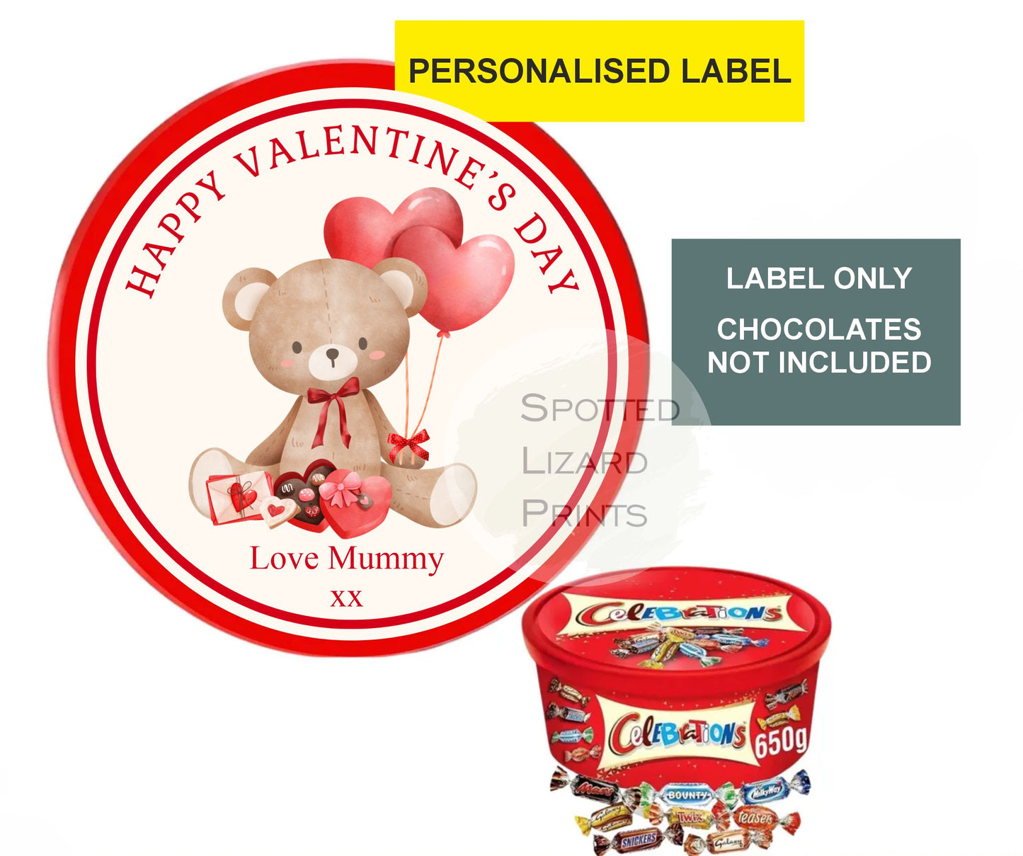 Personalised Valentine's Day Chocolate tub label