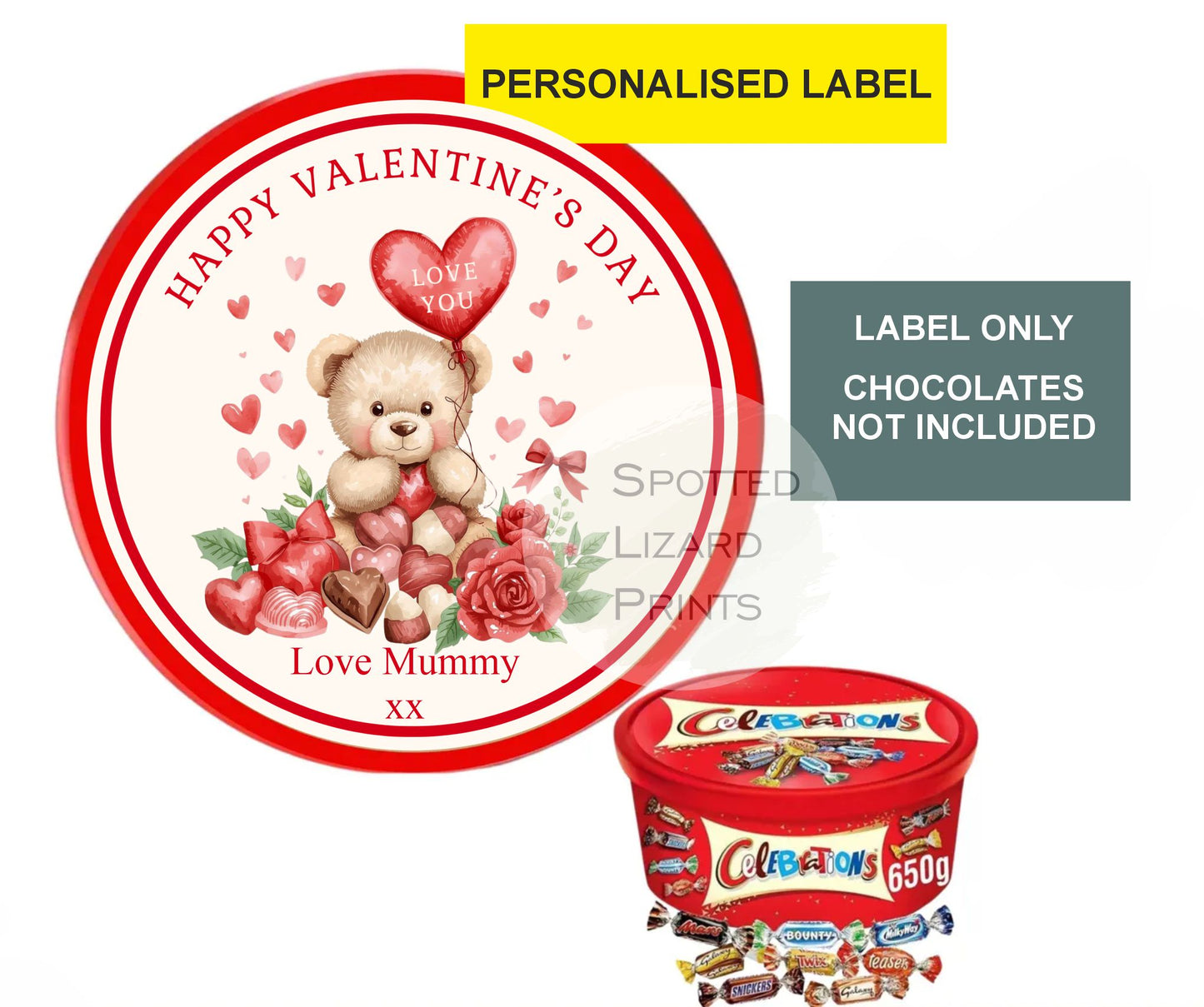 Personalised Valentine's Day Chocolate tub label