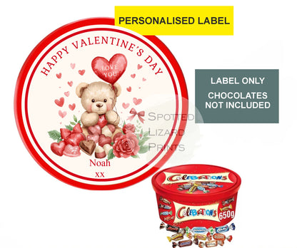 Personalised Valentine's Day Chocolate tub label