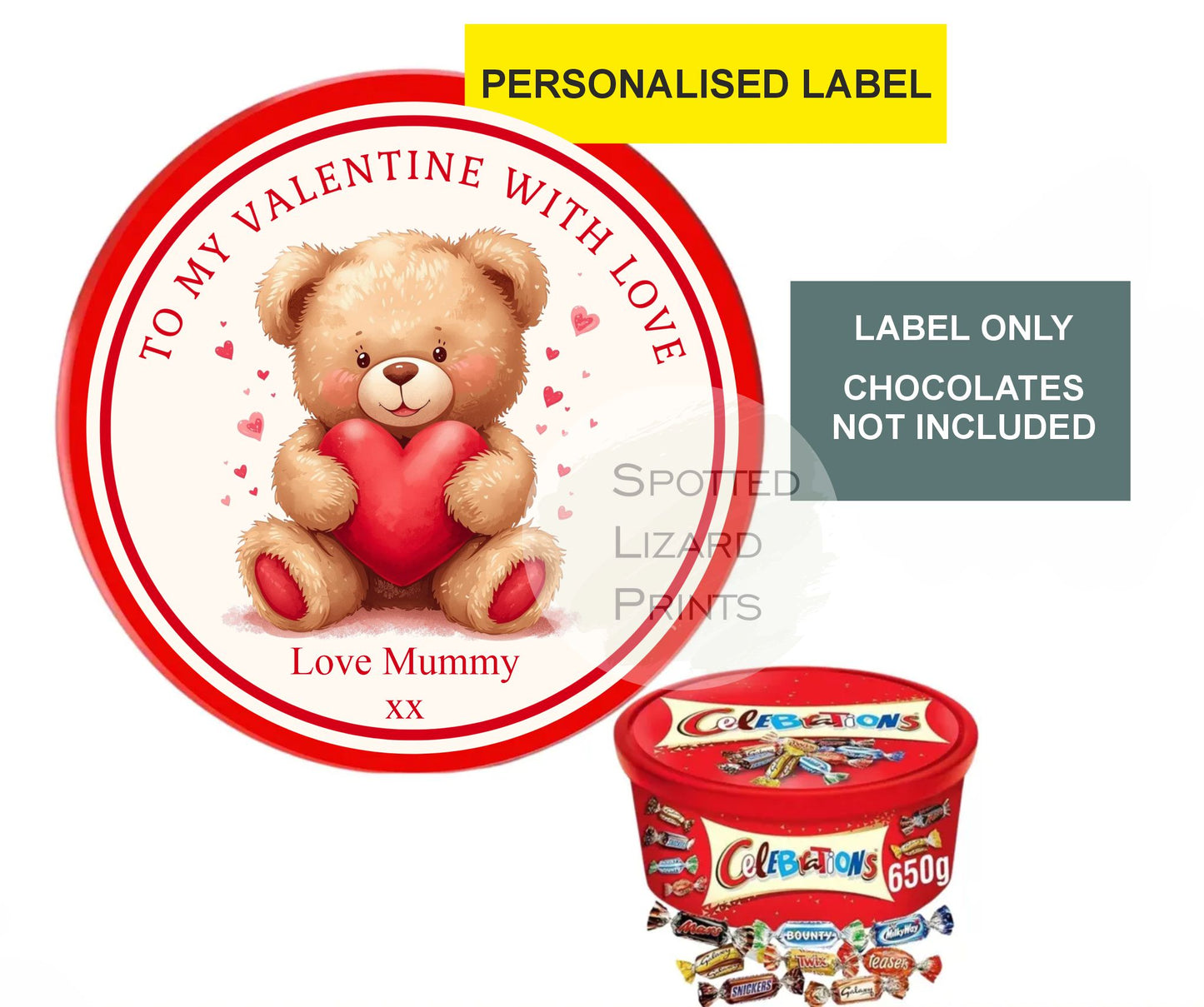 Personalised Valentine's Day Chocolate tub label