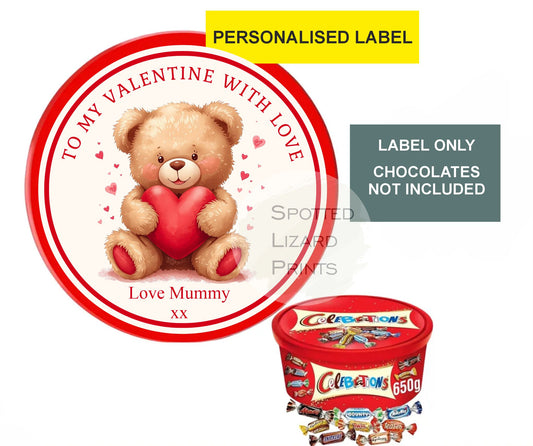 Personalised Valentine's Day Chocolate tub label