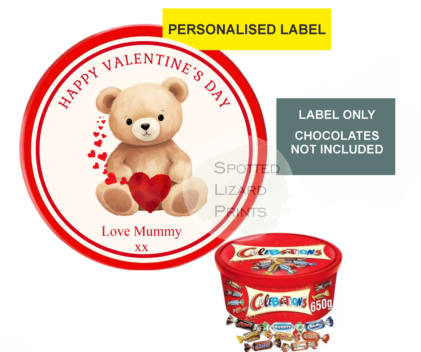 Personalised Valentine's Day Chocolate tub label