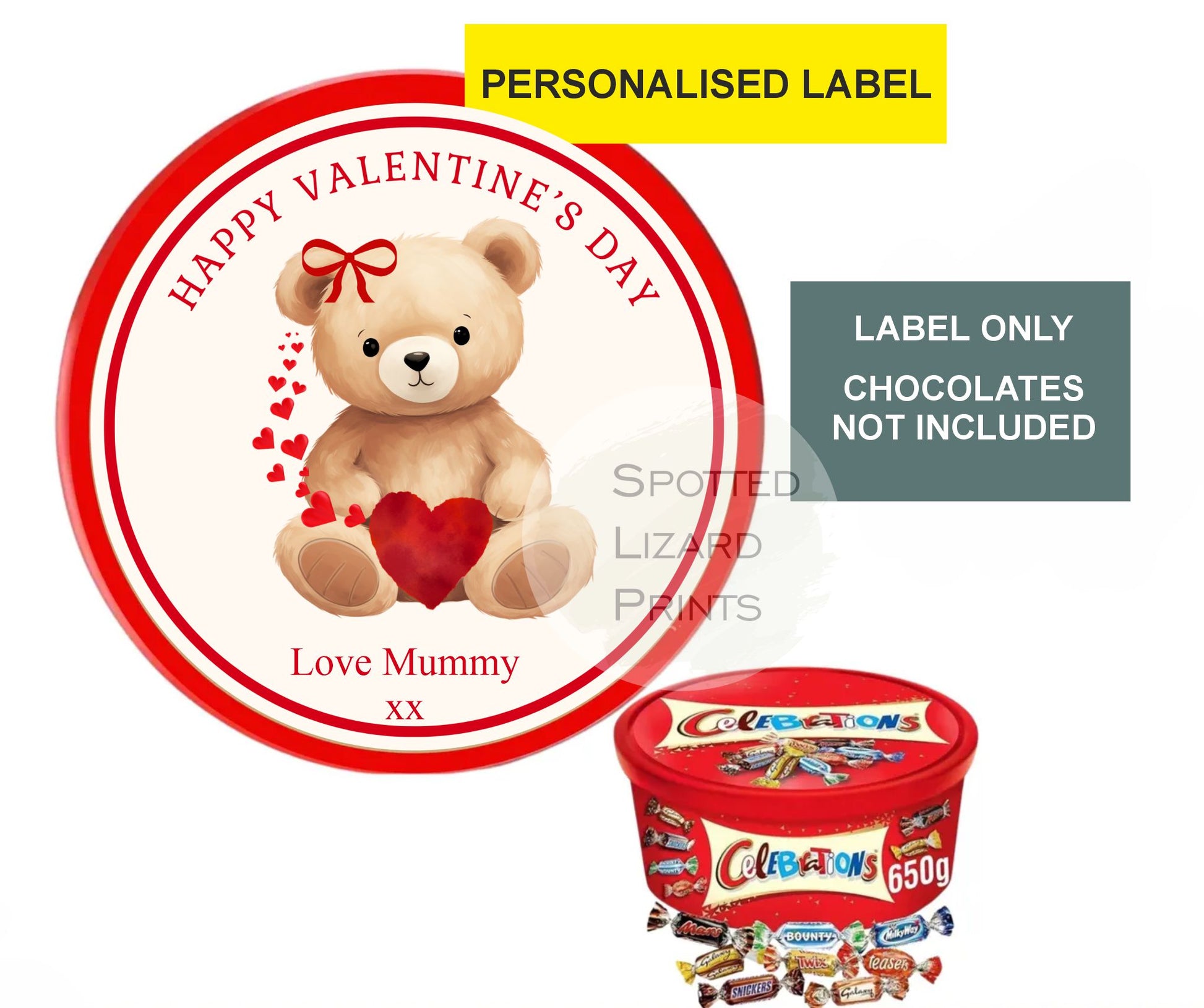 Personalised Valentine's Day Chocolate tub label