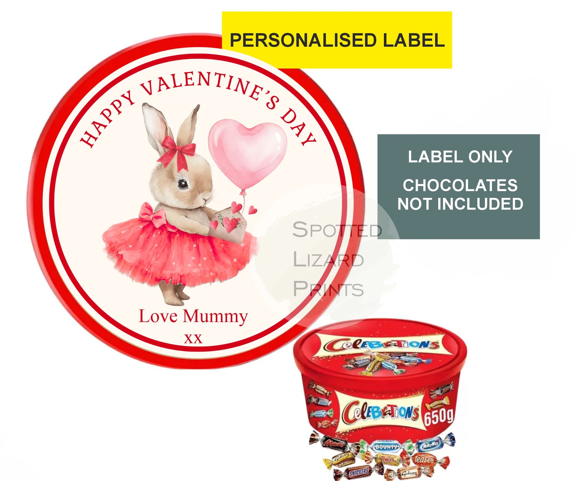 Personalised Valentine's Day Chocolate tub label
