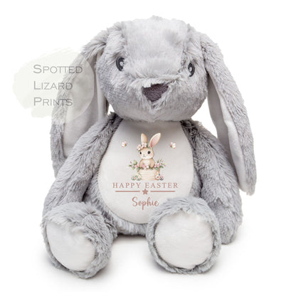 Personalised Happy Easter Bunny Soft Toy - First Easter Gift - First Easter Bunny - Baby Girl Baby Boy