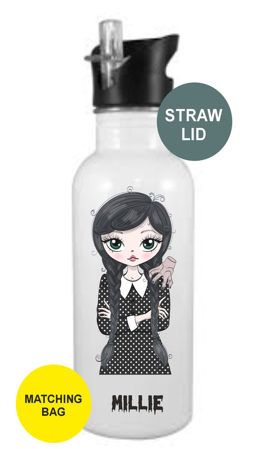 Personalised Wednesday Addams Kids Water Bottle l back to school drinks bottle - Wednesday Addams Gift