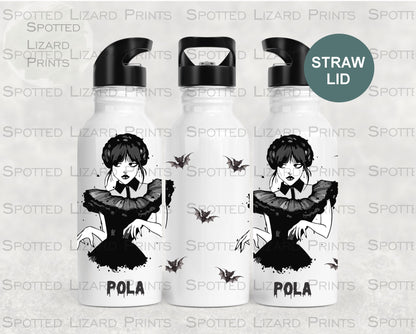 Personalised Wednesday Addams Kids Water Bottle l back to school drinks bottle - Wednesday Addams Gift