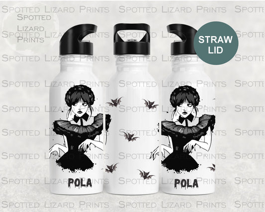 Personalised Wednesday Addams Kids Water Bottle l back to school drinks bottle - Wednesday Addams Gift
