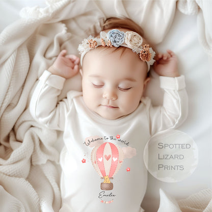 Personalised New Baby Outfit, Coming Home outfit, Baby Announcement Rompersuit or Vest -  WP Balloon