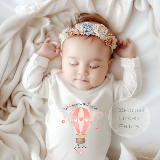 Personalised New Baby Outfit, Coming Home outfit, Baby Announcement Rompersuit or Vest -  WP Balloon