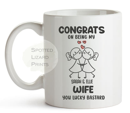 Personalised Congrats on Being my new Wife you lucky Bastard Mug | Newlyweds Wedding Day Gifts