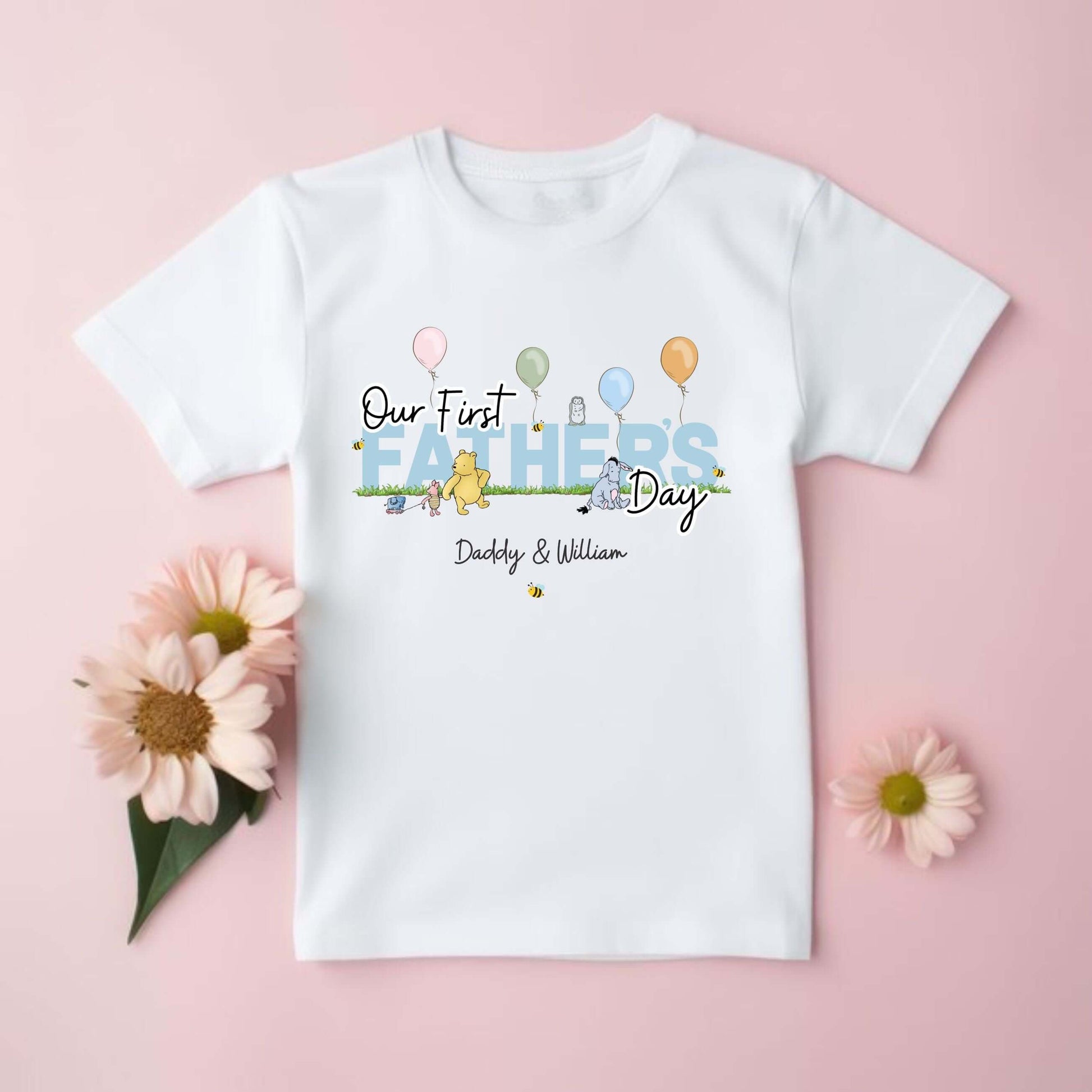 white children's T-shirt, our first fathers day together