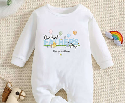 Our first fathers day baby romper, personalised with a name