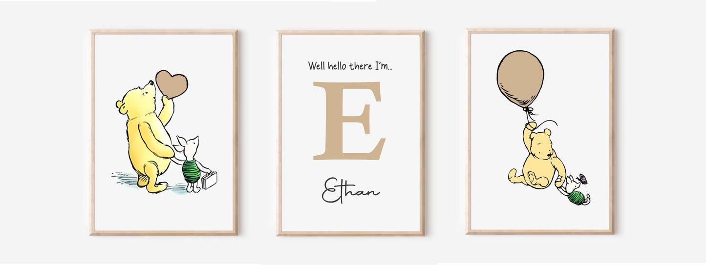 Winnie the pooh new baby nursery wall art