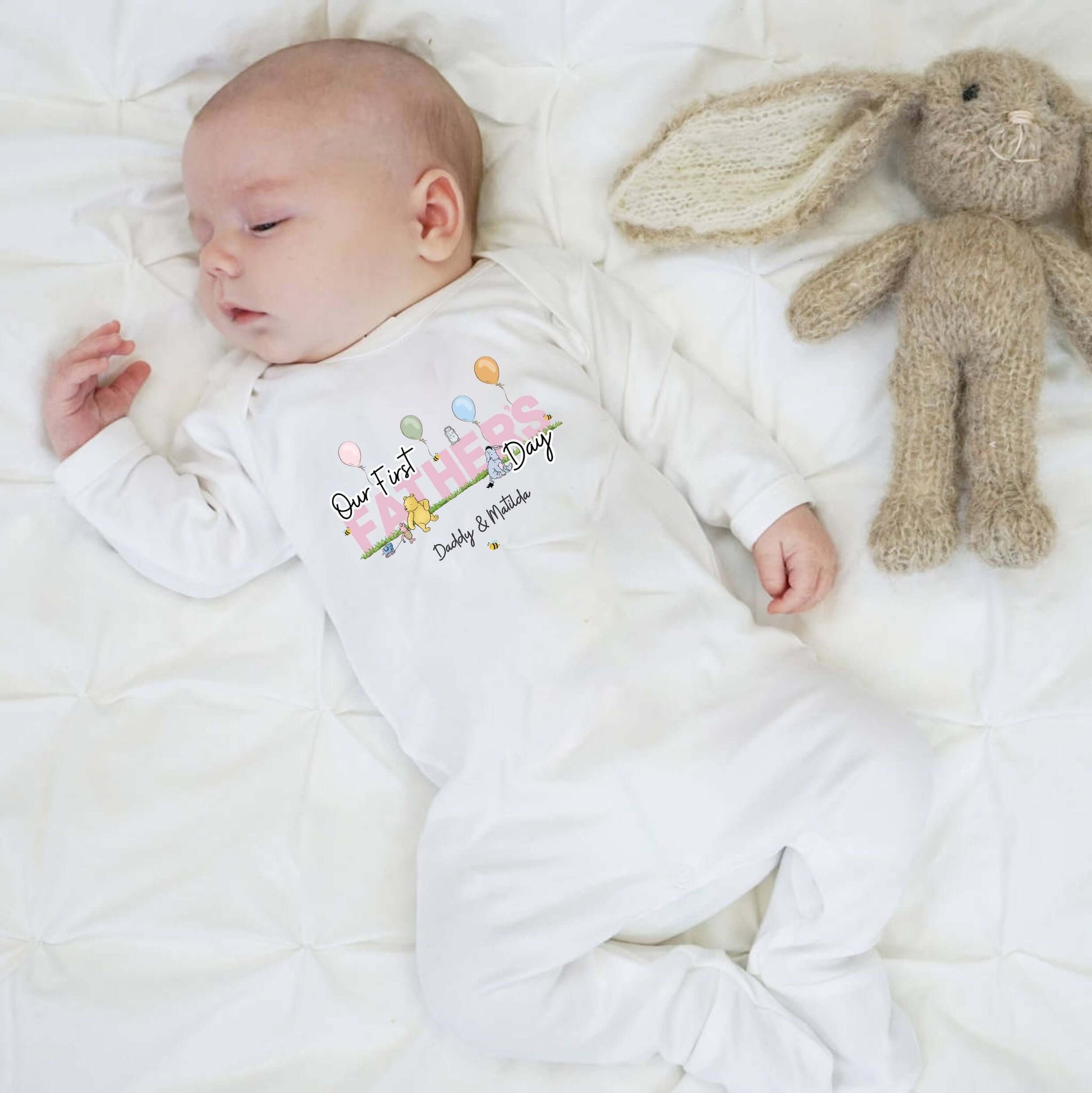 Winnie the Pooh personalised Baby romper for Fathers day