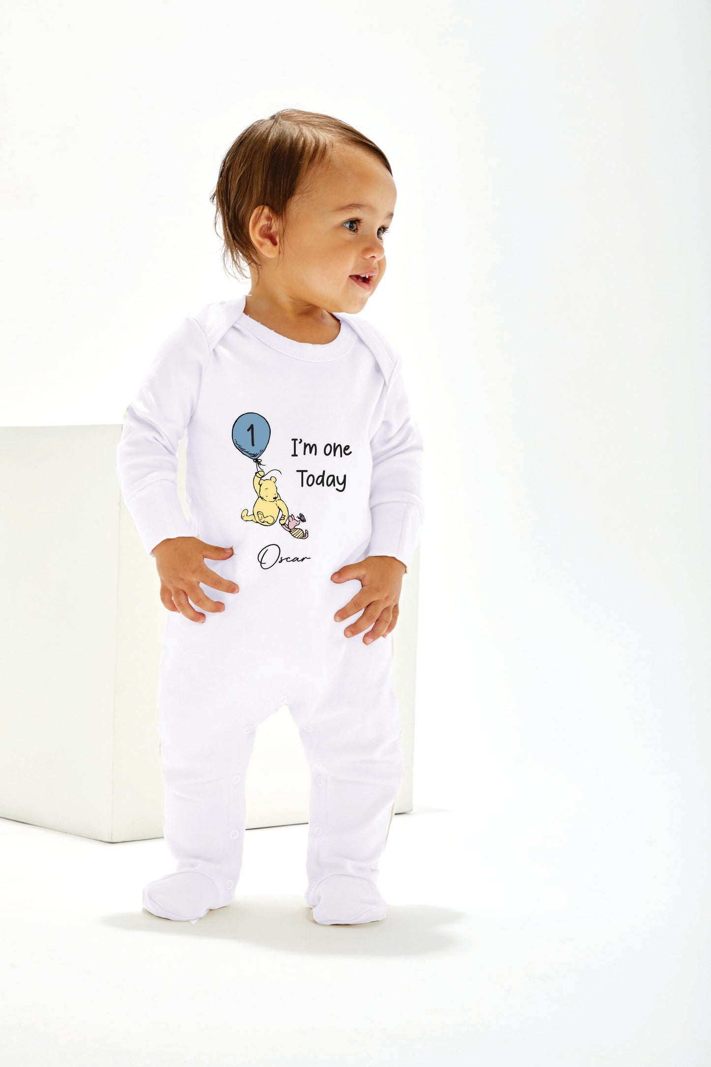 Winnie the Pooh personalised Baby sleep suit