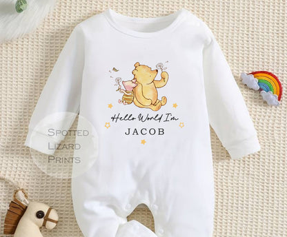 Winnie the Pooh White Baby Sleep suit