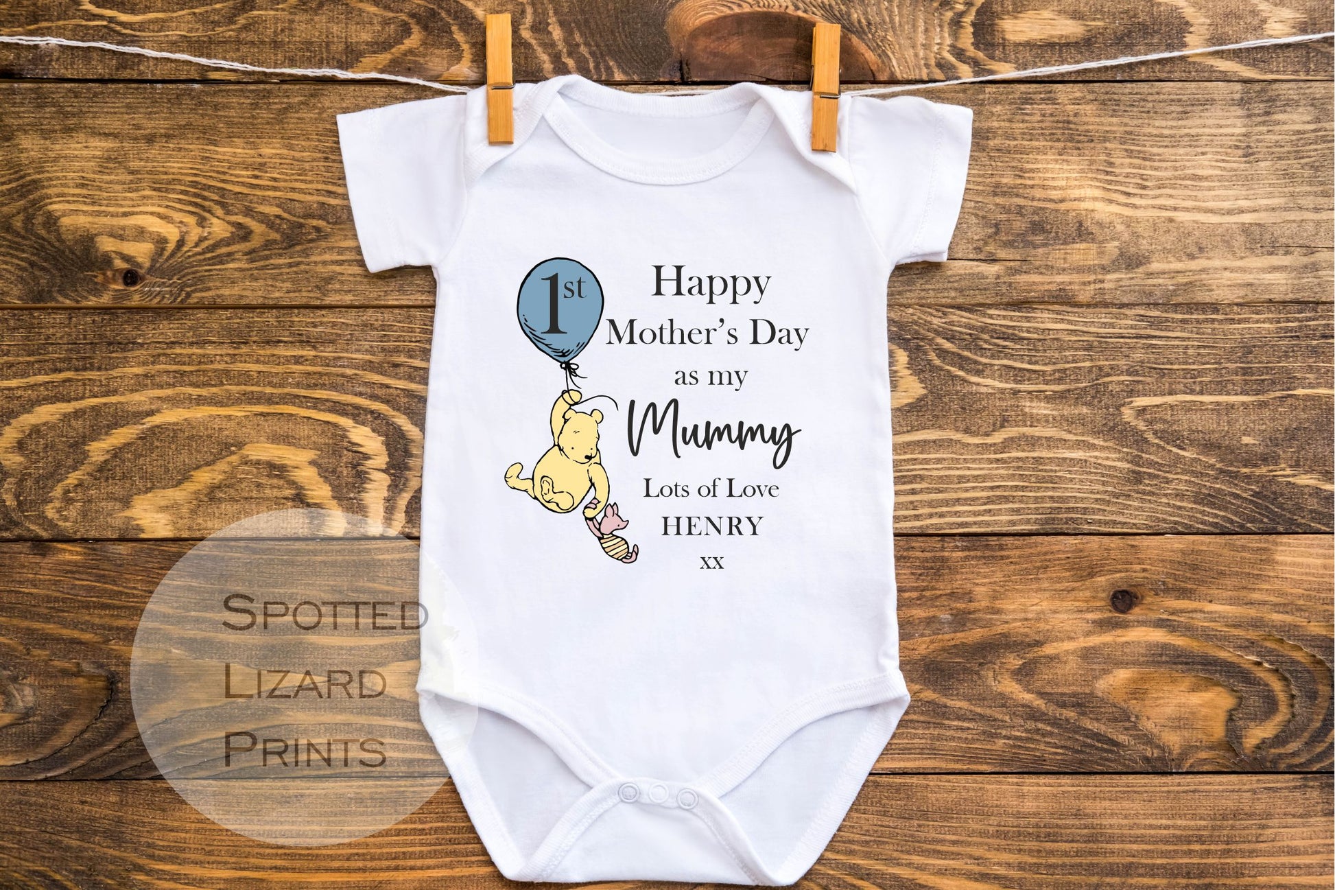 Winnie the Pooh Happy First Mother's Day MUMMY Baby Outfit (First Mother's Day 1st Mother's Day Mummy l New Mum Gift Love My Mum)