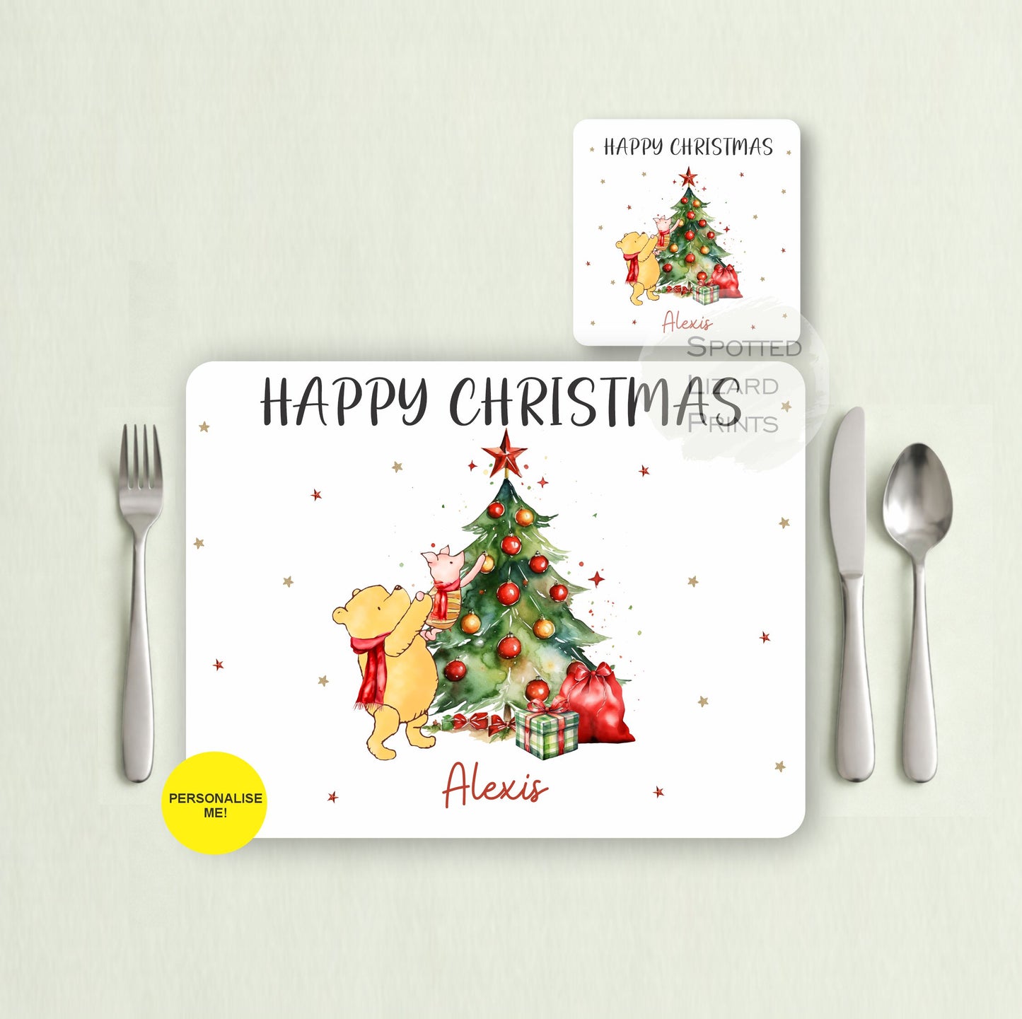 Gift for Kids - Personalised Placemat - Placemat and Coast set - Personalised Tableware - Personalised Coaster - 