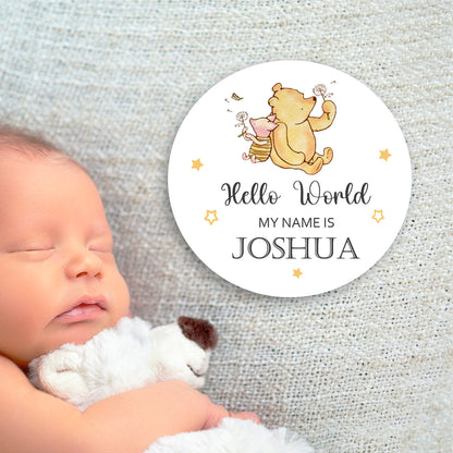 winnie the pooh and piglet personalised baby announcement plaque