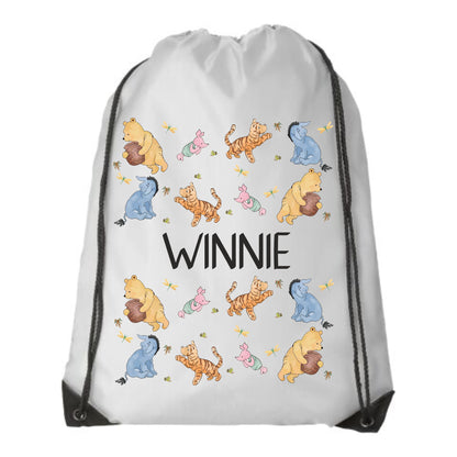 personalised winnie the pooh drawstring bag