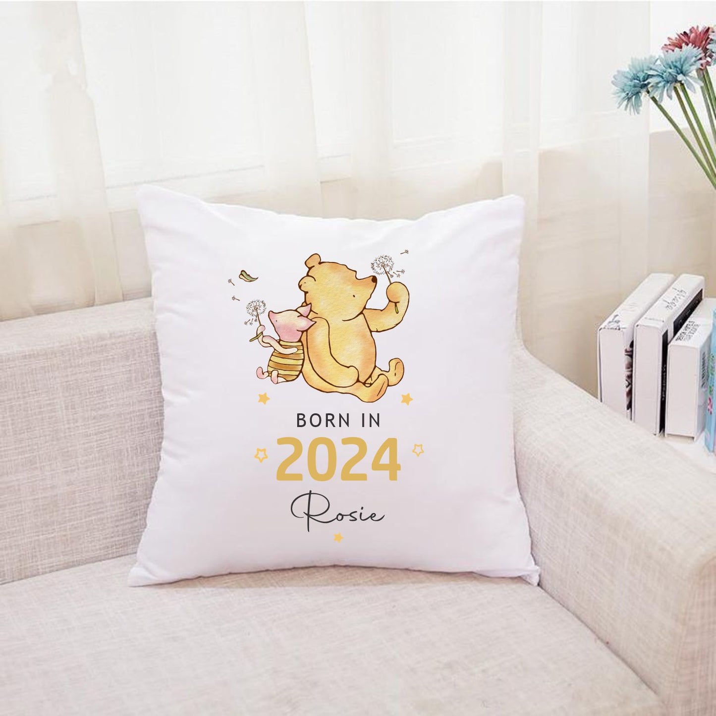 Winnie the pooh and piglet pregnancy announcement pillow