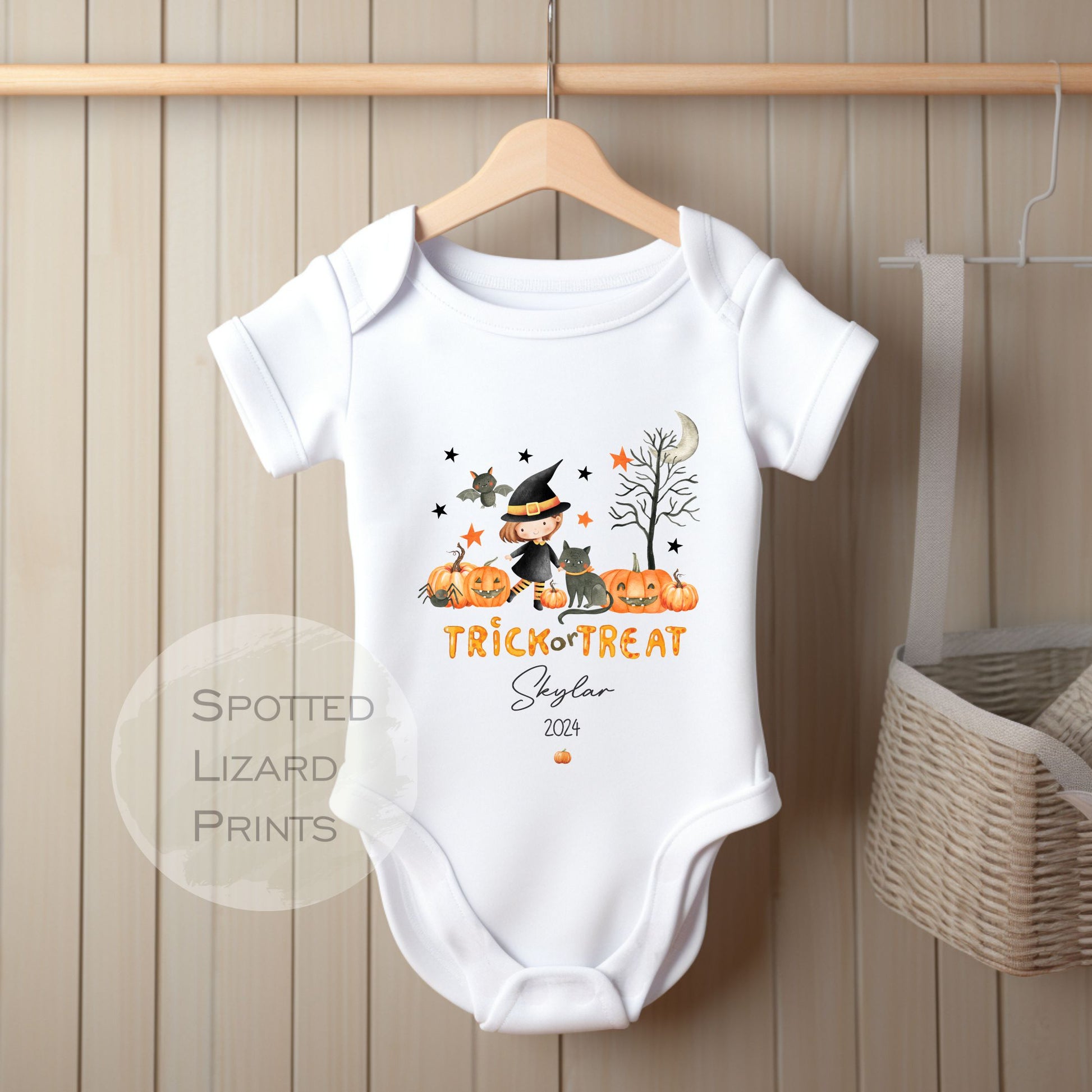 White, personalised, my first halloween Baby Vest