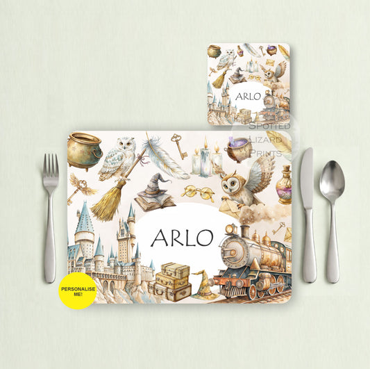 Gift for Kids - Personalised Placemat - Placemat and Coast set - Personalised Tableware - Personalised Coaster - 