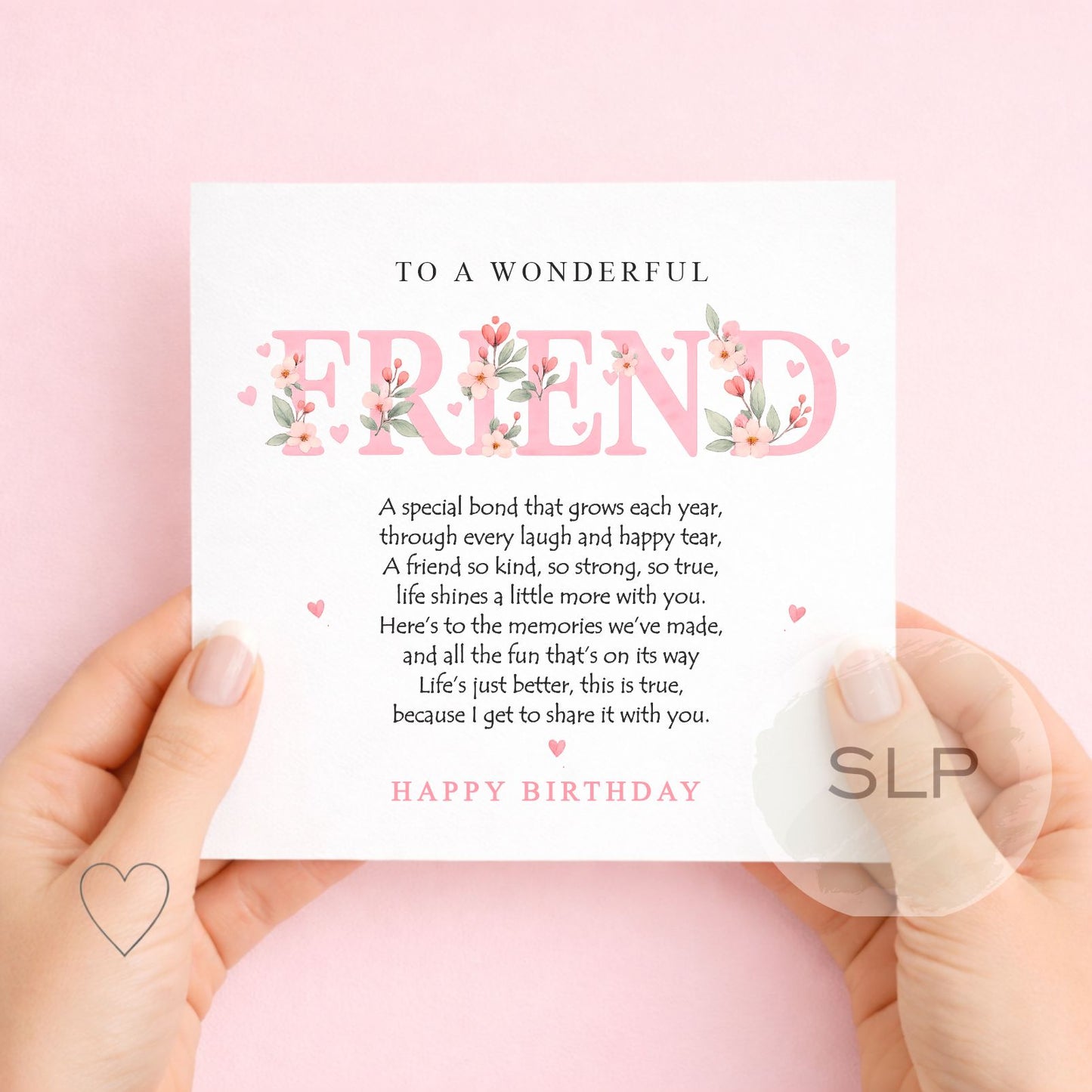 Friend Birthday Card | Beautiful Floral Friend Birthday Card | Happy Birthday Bestie Card | Sentimental Friend Birthday Card