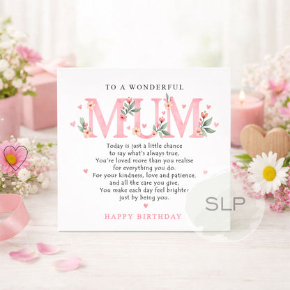 Mum Birthday Card | Beautiful Floral Mum Birthday Card | Happy Birthday Mum Card | Sentimental Mum Birthday Card | Birthday Card for Mum