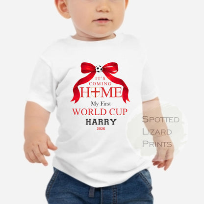 Personalised My First World Cup It's Coming Home 2026, England Football, Come On England l Babygrow Bodysuit Vest T-shirt, Kids Baby Toddler