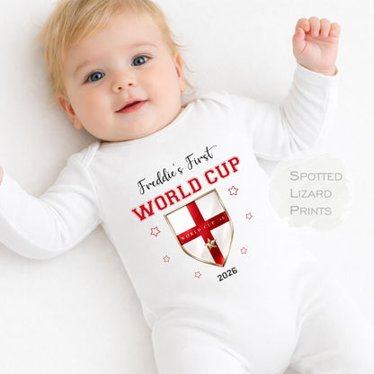 Personalised My First World Cup It's Coming Home 2026, England Football, Come On England l Babygrow Bodysuit Vest T-shirt, Kids Baby Toddler