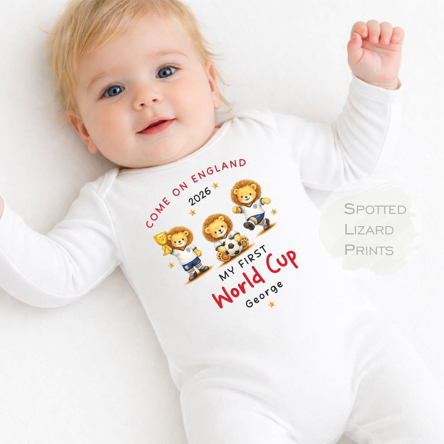 My First World Cup 2026 Baby & Kids T-Shirt | Personalised England Football Shirt | Custom Name Baby Tee | England Baby Gift