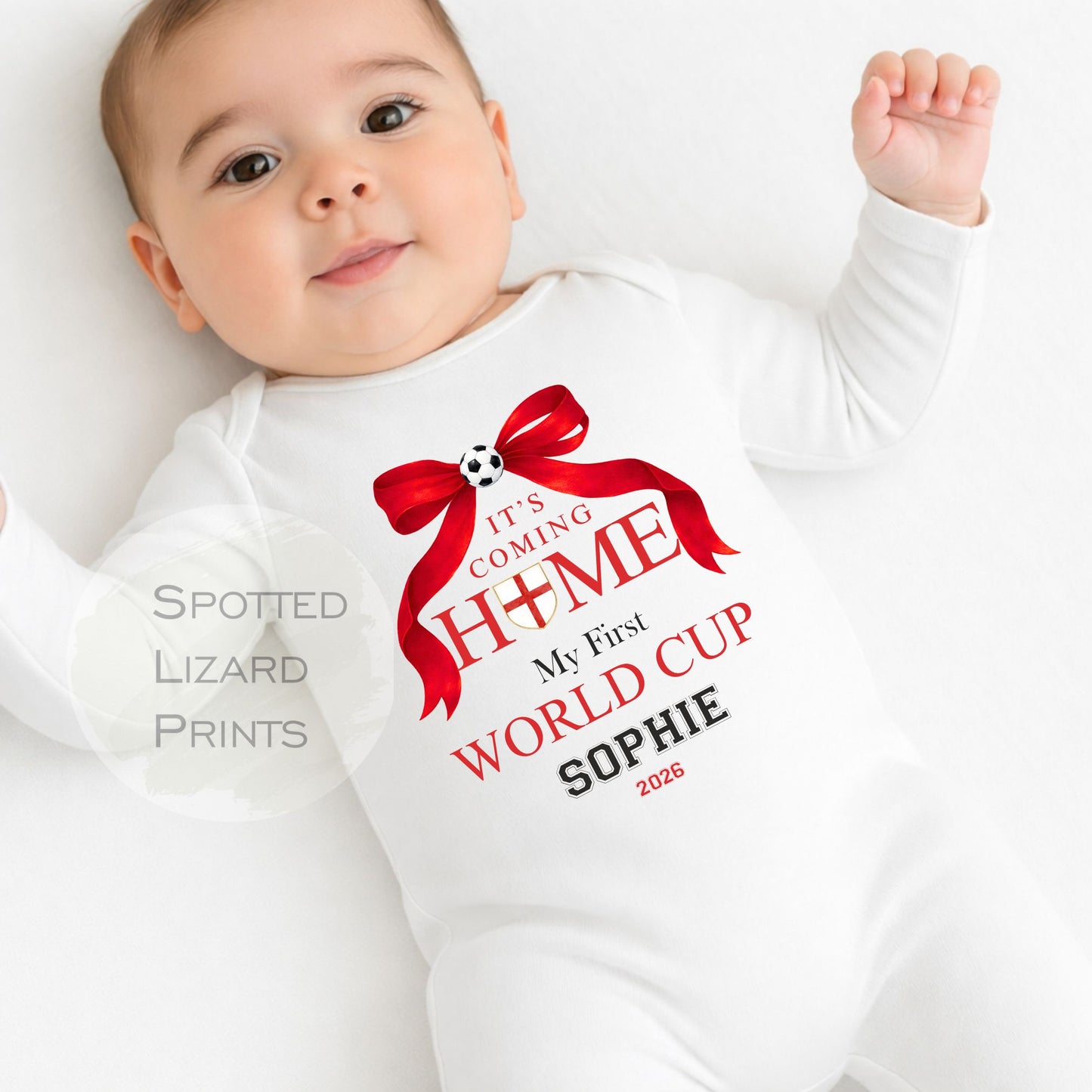 Personalised My First World Cup It's Coming Home 2026, England Football, Come On England l Babygrow Bodysuit Vest T-shirt, Kids Baby Toddler