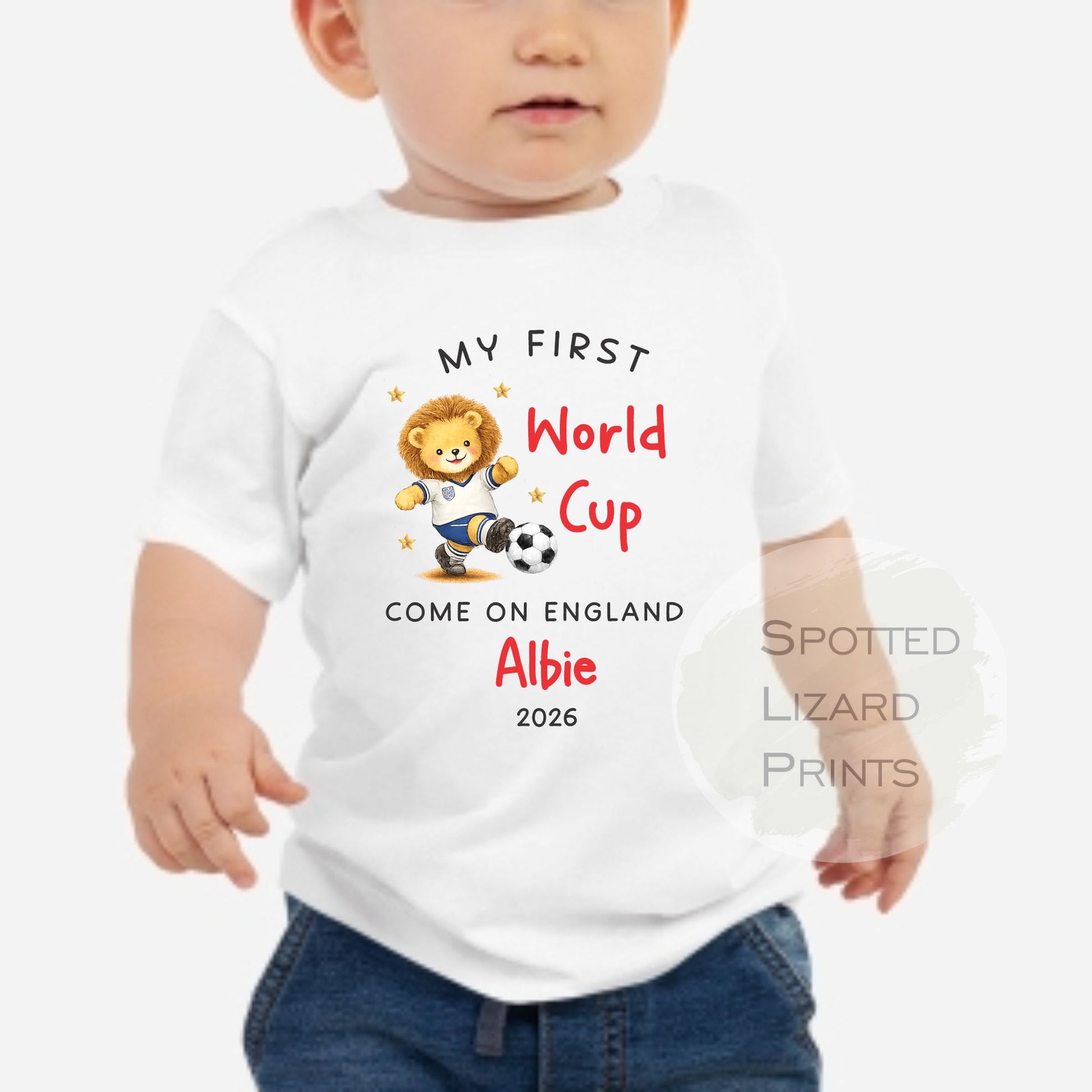 My First World Cup 2026 Baby & Kids T-Shirt | Personalised England Football Shirt | Custom Name Baby Tee | England Baby Gift