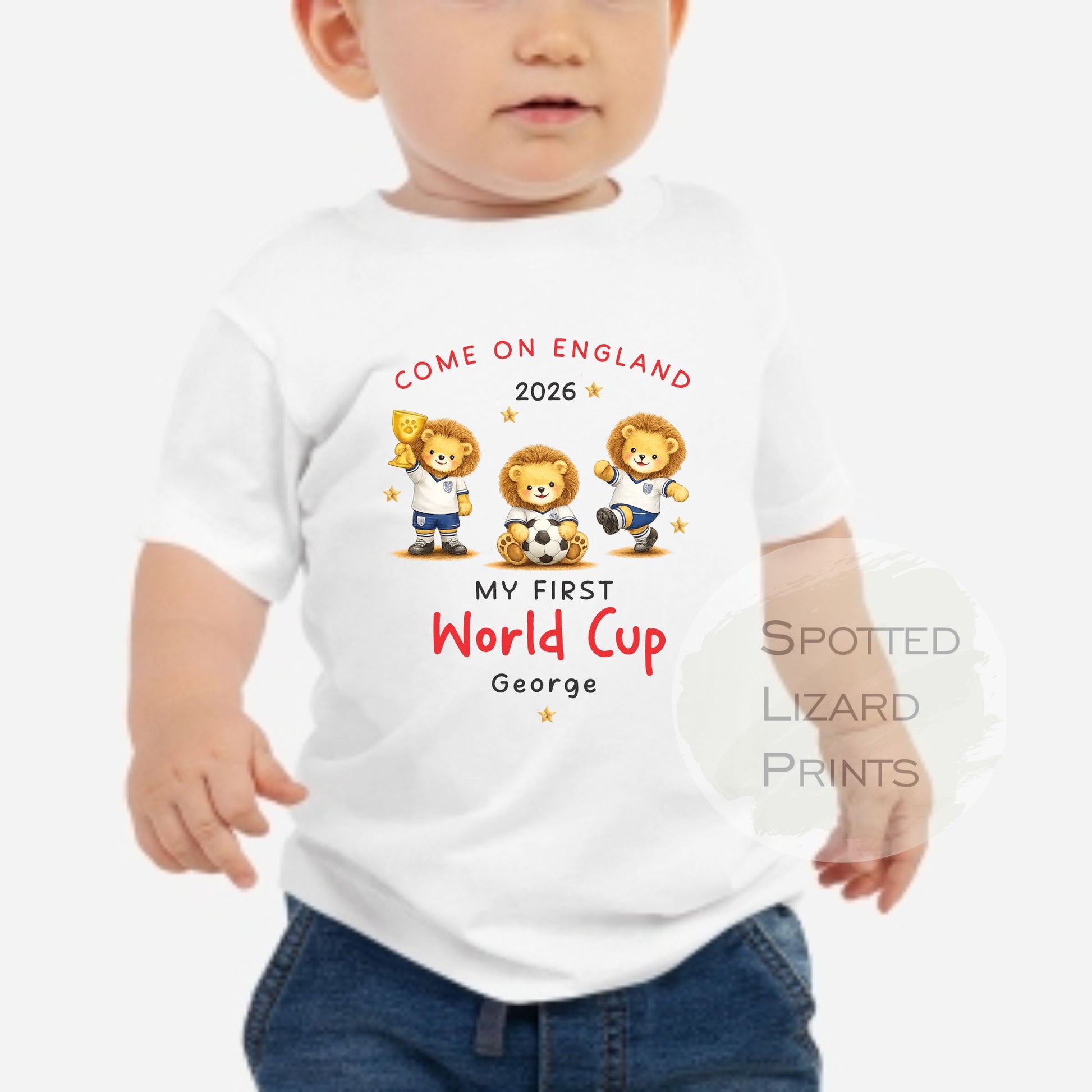 My First World Cup 2026 Baby & Kids T-Shirt | Personalised England Football Shirt | Custom Name Baby Tee | England Baby Gift
