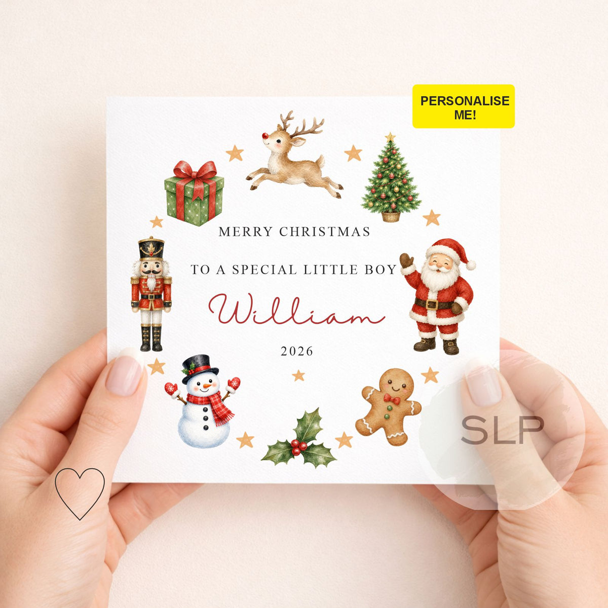 Personalised Christmas Card | Santa Reindeer Nutcracker