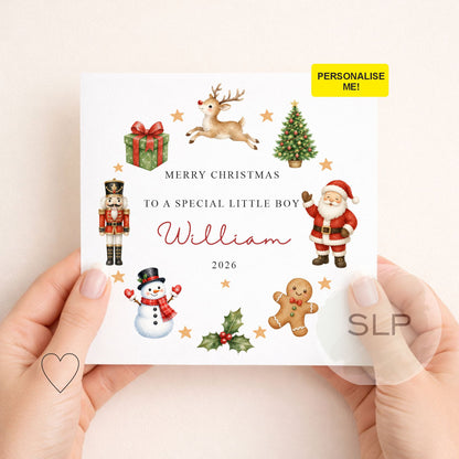 Personalised Christmas Card | Santa Reindeer Nutcracker
