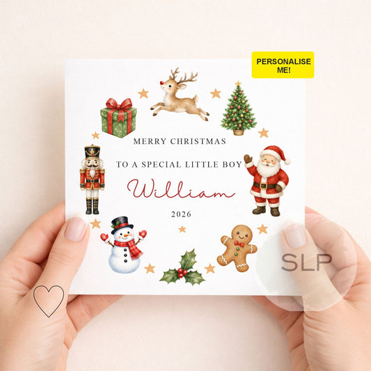 Personalised Christmas Card | Santa Reindeer Nutcracker