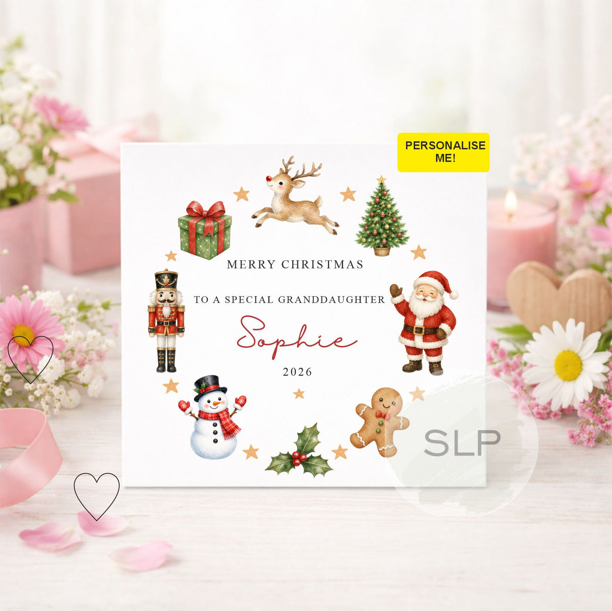 Personalised Christmas Card | Santa Reindeer Nutcracker
