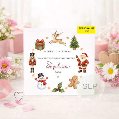 Personalised Christmas Card | Santa Reindeer Nutcracker