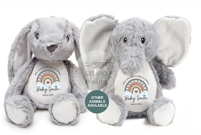 After Every Storm comes a rainbow Baby Teddy - IVF New baby arrival gift, new baby soft toy | miracle baby | rainbow baby