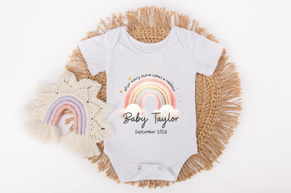 after every storm comes a rainbow personalised baby vest