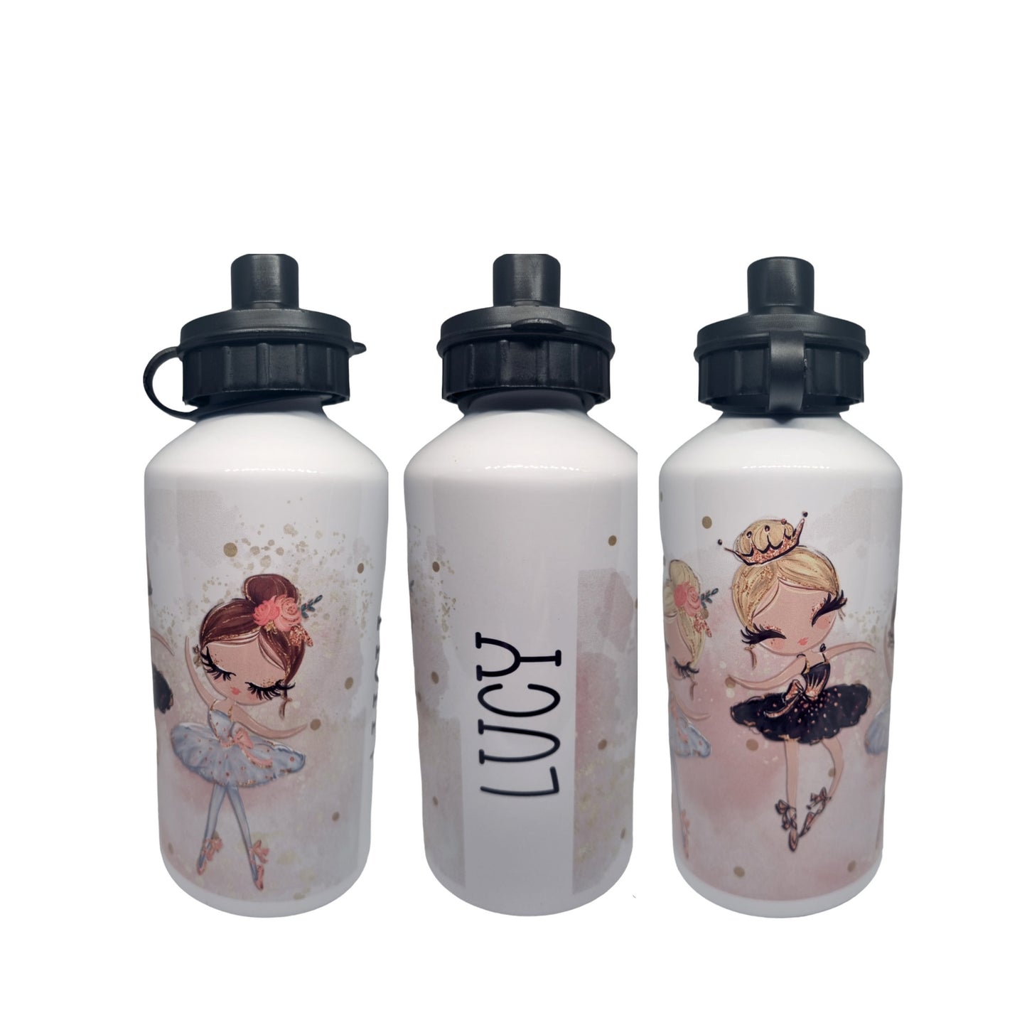 Personalised Water Bottle. Unique Hand printed Gifts for sports activities. Ballerina Water Bottle