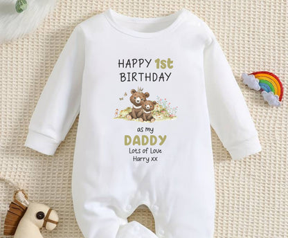 Happy first birthday Daddy personalised Baby Romper